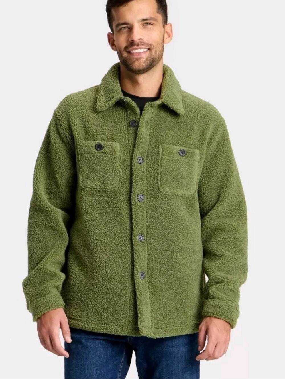 NWT Goodfellow Sherpa Fleece Lined Button Up Jacket